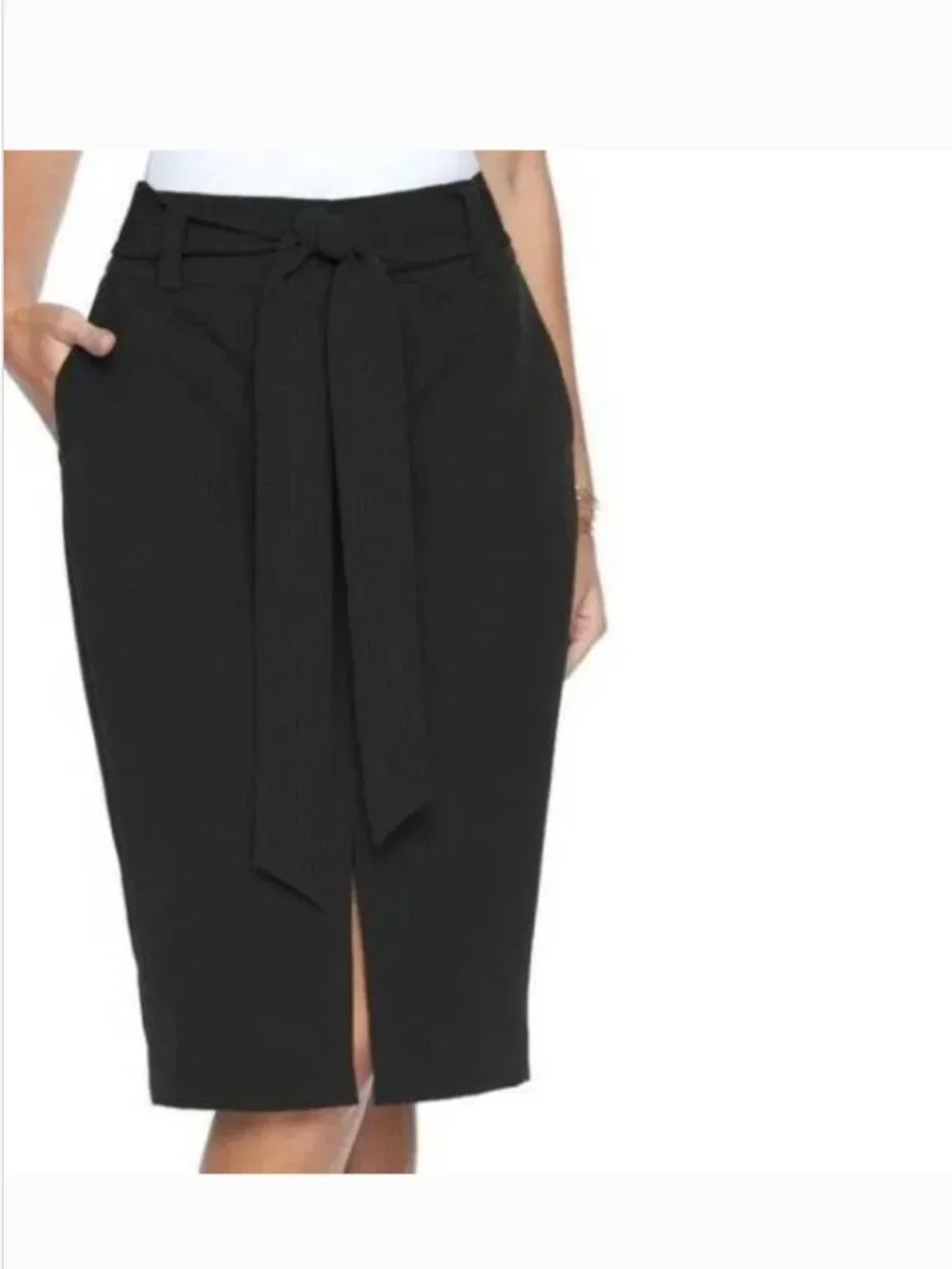 Apt 9 Pencil Skirt Womens 14 Peat Tie Front Sash Midi Side Slits Dress Sleek